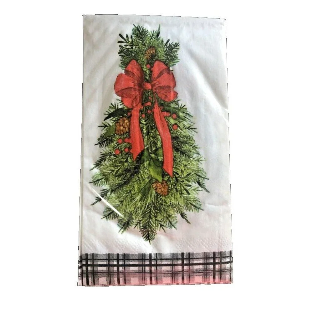 Christmas Paper Napkins 40 ct Buffet Towels Buffalo Plaid Greenery Decoupage